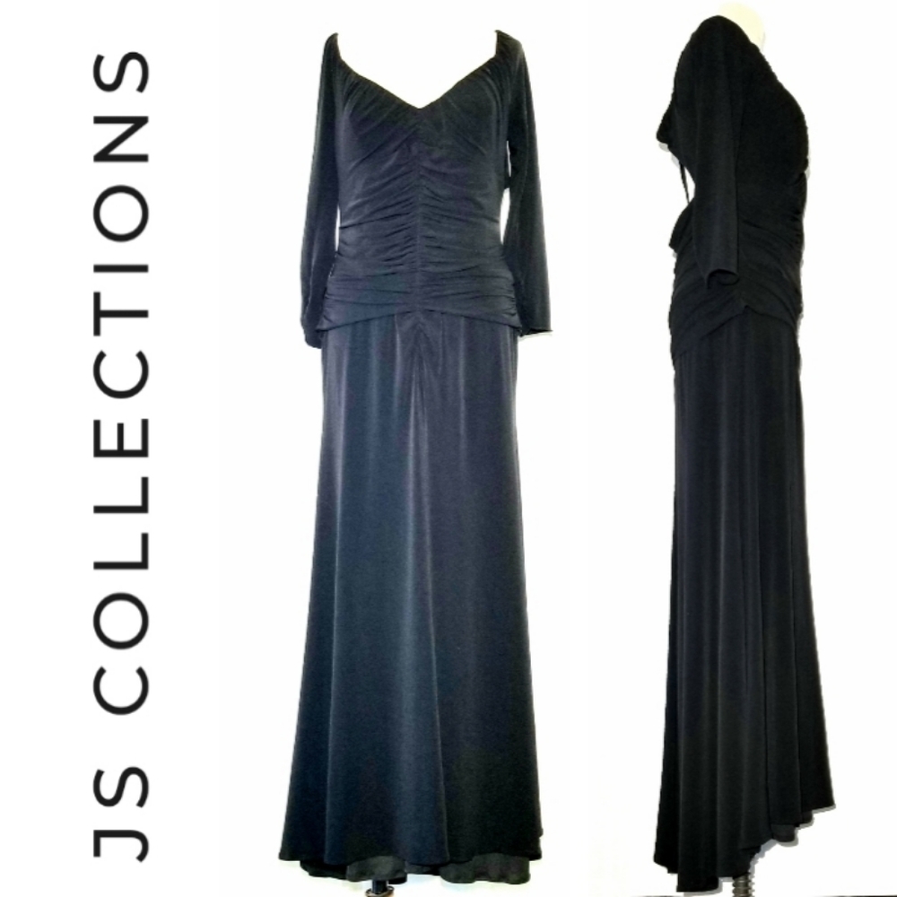 JS Collections Jersey ruched full length gown